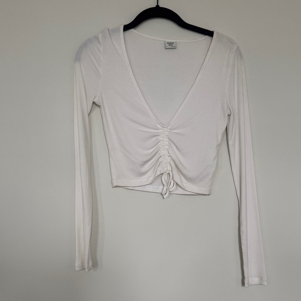Aritzia - Sunday Best long sleeve crop top with ruche